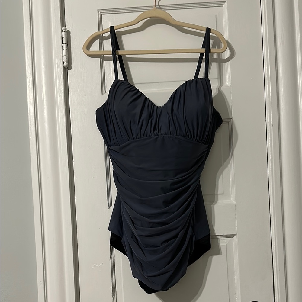 Chic Slate Grey with black under suit Miraclesuit Swimsuit